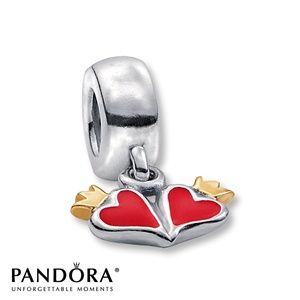 Pandora Charm - Love Two Hearts and Crowns